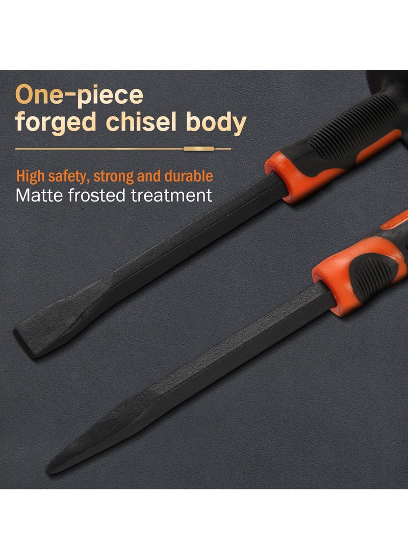 KSEIBI - Flat Cold Chisels Oct Shank with Hand Protection, High Quality Tool Steel, Ideal for Demolition, Carving, Cleaning, Breaking, Hunting, and Crushing of Concrete and Mortar Stones. - Image 1