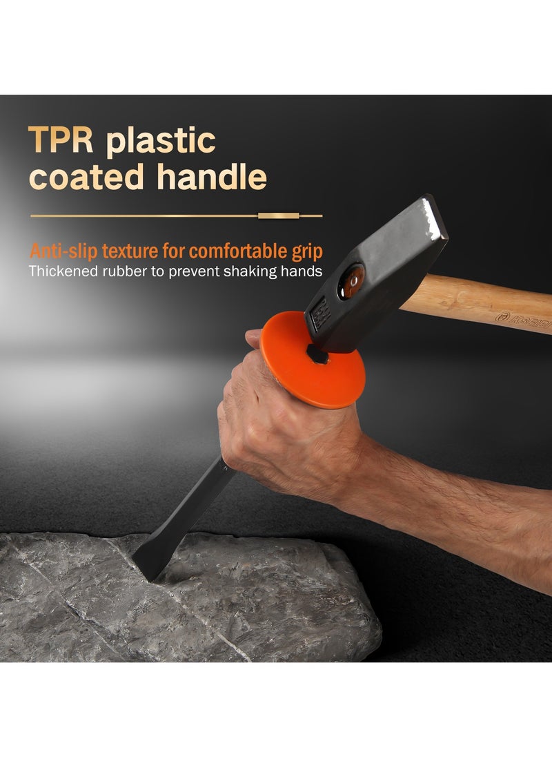 KSEIBI - Flat Cold Chisels Oct Shank with Hand Protection, High Quality Tool Steel, Ideal for Demolition, Carving, Cleaning, Breaking, Hunting, and Crushing of Concrete and Mortar Stones. - Image 1