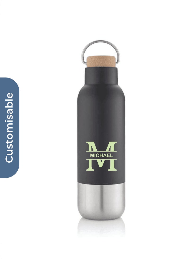 Hans Larsen Personalised AVERSA - Hans Larsen RCS Recycled Stainless Steel Insulated Water Bottle - Black  - Image 1