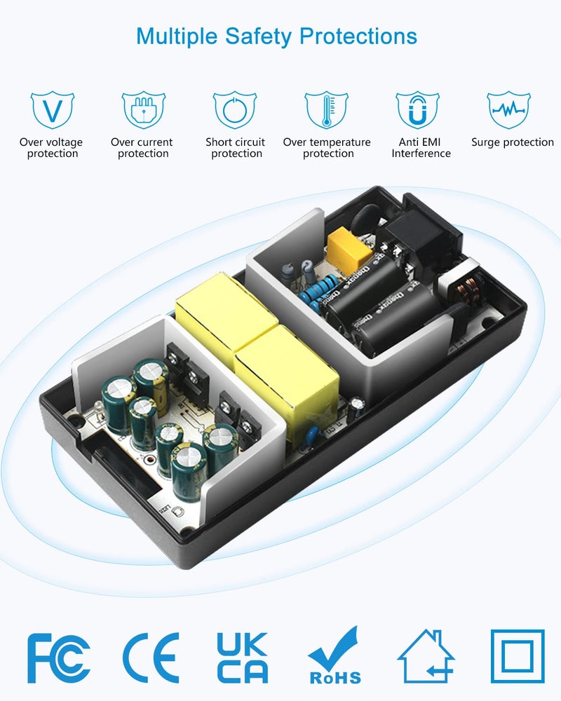 ALITOVE 12V Power Supply DC 12 Volt 12 Amp 144W Power Adapter 100-240V AC to DC Adapter 110V to 12V Converter 12A 10A Low Voltage Transformer with 5.5mm x 2.5 2.1mm Plug for LED Light 3D Printer - Image 4