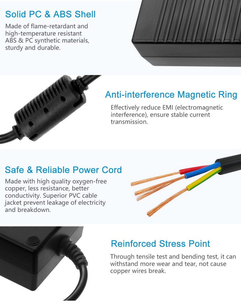 ALITOVE 12V Power Supply DC 12 Volt 12 Amp 144W Power Adapter 100-240V AC to DC Adapter 110V to 12V Converter 12A 10A Low Voltage Transformer with 5.5mm x 2.5 2.1mm Plug for LED Light 3D Printer - Image 3