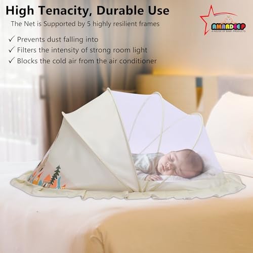 Amardeep Big Foldable Mosquito Net | Bottomless Baby Mosquito Tent with Multiple Cute Digital Prints | Insect Protection Canopy for Newborns & Toddlers | Portable & Breathable Net (Teddy) - Image 3