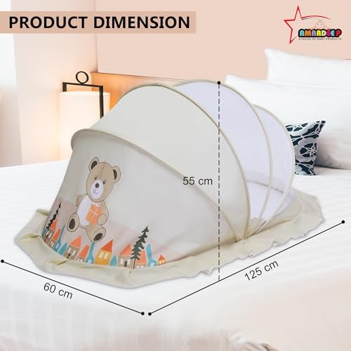 Amardeep Big Foldable Mosquito Net | Bottomless Baby Mosquito Tent with Multiple Cute Digital Prints | Insect Protection Canopy for Newborns & Toddlers | Portable & Breathable Net (Teddy) - Image 5