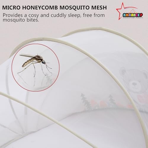 Amardeep Big Foldable Mosquito Net | Bottomless Baby Mosquito Tent with Multiple Cute Digital Prints | Insect Protection Canopy for Newborns & Toddlers | Portable & Breathable Net (Teddy) - Image 4