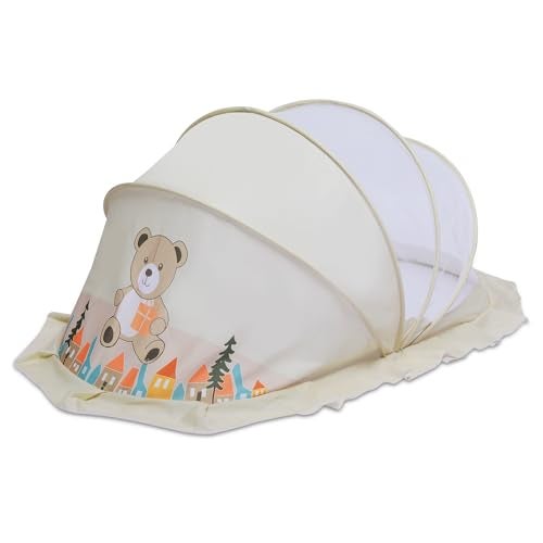 Amardeep Big Foldable Mosquito Net | Bottomless Baby Mosquito Tent with Multiple Cute Digital Prints | Insect Protection Canopy for Newborns & Toddlers | Portable & Breathable Net (Teddy) - Image 1