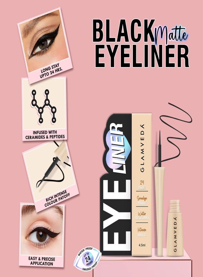 جلامفيدا مجموعة غلامفيدا من محدد العيون وقلم الكحل | إطلالات عيون جريئة | مقاوم للتلطخ، يدوم طويلاً | محدد عيون وكحل دخاني | مجموعة أساسية للعيون | أسود، بلمسة نهائية مطفية للنساء - Image 4