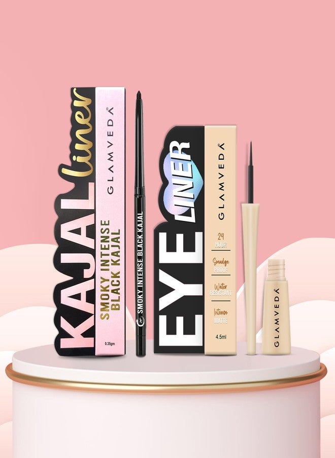 جلامفيدا مجموعة غلامفيدا من محدد العيون وقلم الكحل | إطلالات عيون جريئة | مقاوم للتلطخ، يدوم طويلاً | محدد عيون وكحل دخاني | مجموعة أساسية للعيون | أسود، بلمسة نهائية مطفية للنساء - Image 1