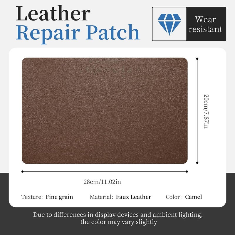 Fadoub Leather Repair Patch Tape Self-Adhesive, 8x11In Heavy Duty Vinyl Patch, Leather Repair Kit for Furniture, Sofa, Couch, Office Chair, Car Seat, Car Interior(Tan-Fine Grain) - Image 2
