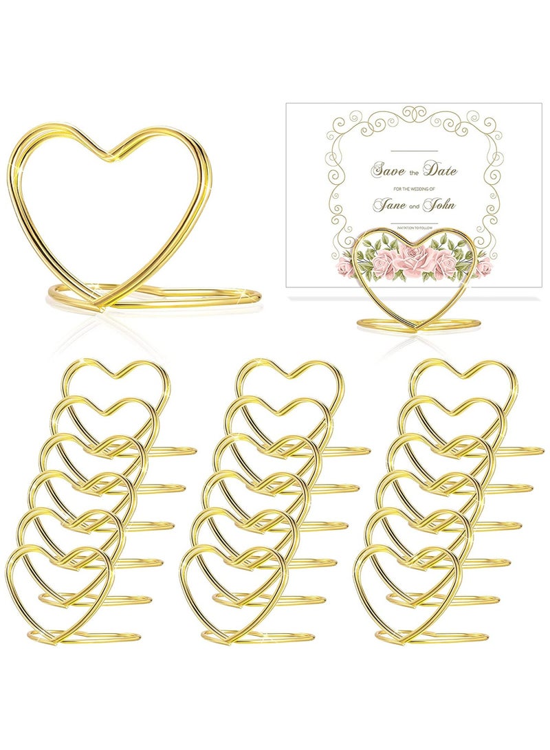 KASTWAVE Table Number Holder Heart Shaped Position Card Holder Steel Table Number Holder Wedding Seating Label Holder for Wedding Graduation Photo Memo Birthday Bridal Party (20 Piece& Gold) - Image 1