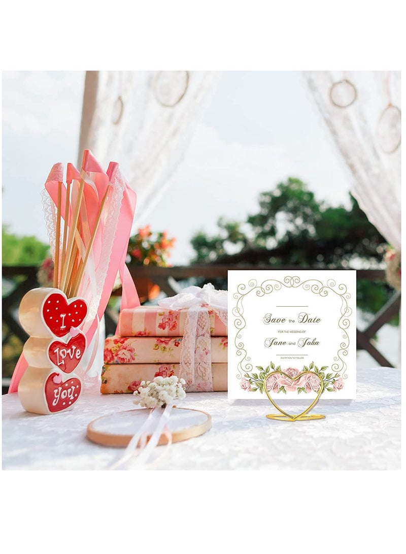 KASTWAVE Table Number Holder Heart Shaped Position Card Holder Steel Table Number Holder Wedding Seating Label Holder for Wedding Graduation Photo Memo Birthday Bridal Party (20 Piece& Gold) - Image 4