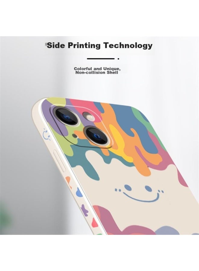 Zitai Liquid Silicone Case For Iphone 13 Mini, Protective Cover With Painted Creative Design, Shockproof Soft Shell White - Image 4