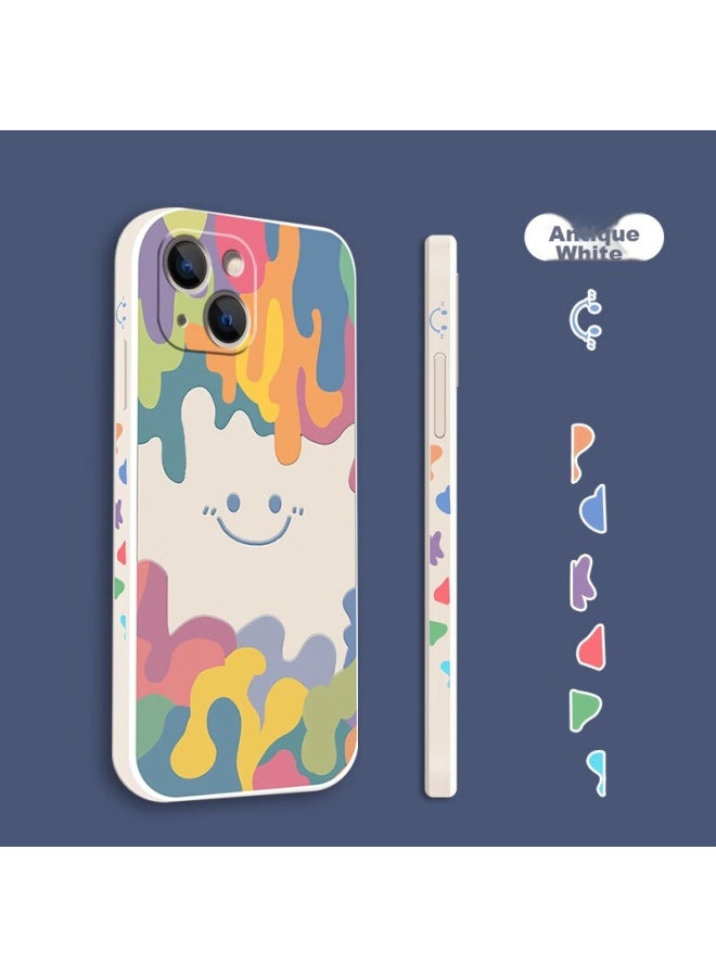 Zitai Liquid Silicone Case For Iphone 13 Mini, Protective Cover With Painted Creative Design, Shockproof Soft Shell White - Image 2