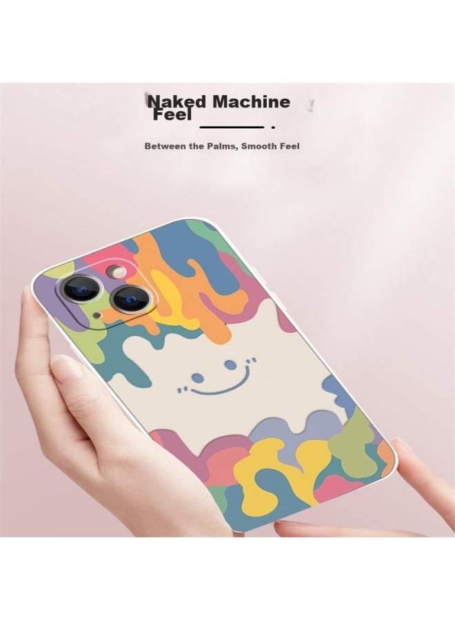 Zitai Liquid Silicone Case For Iphone 13 Mini, Protective Cover With Painted Creative Design, Shockproof Soft Shell White - Image 3