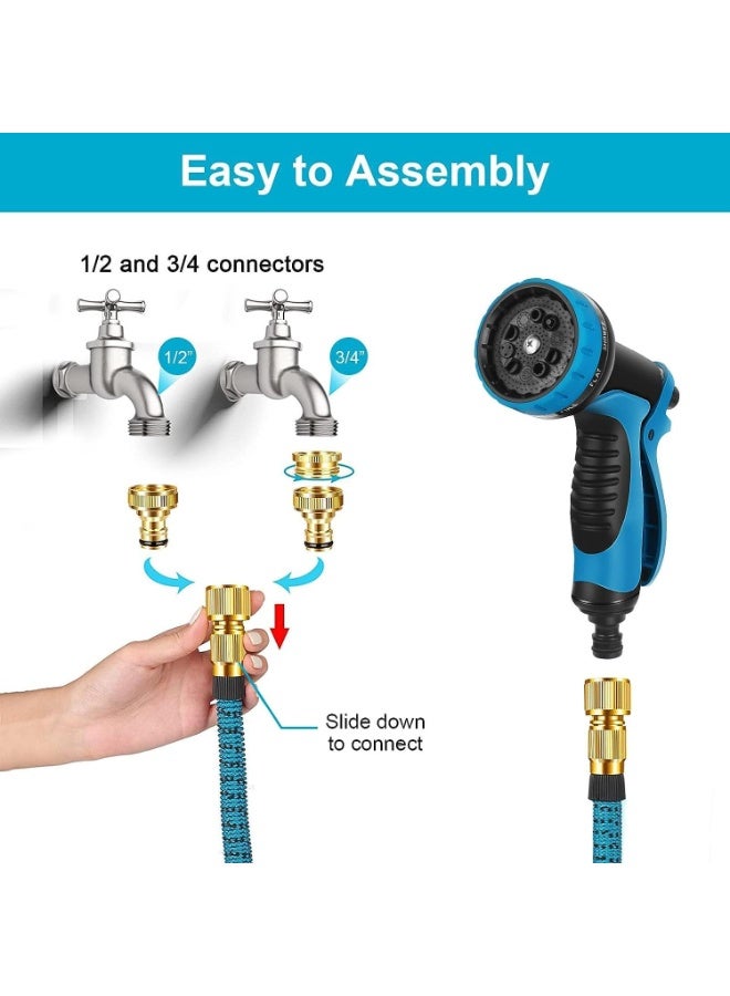 Homify 15 Meters Expandable Garden Hose, Retractable Hose Pipe with 10 Function Spray Nozzle, Flexible Water Hose with 3/4 Solid Brass Fittings, for Garden, House Clean, Car Wash, Pet Bath - Image 5
