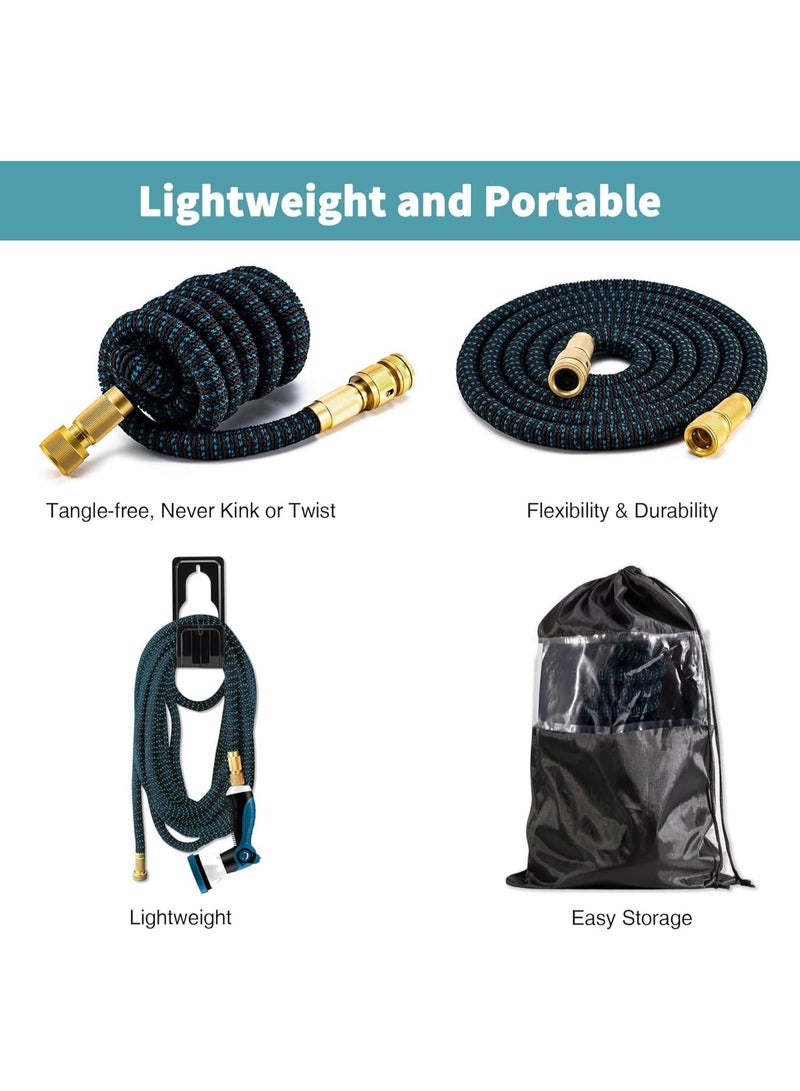 هوميفاي خرطوم حديقة قابل للتمدد بطول 15 متر، خرطوم قابل للسحب مع رأس رش بـ 10 وظائف، خرطوم ماء مرن مع وصلات نحاسية صلبة 3/4، للاستخدام في الحديقة، تنظيف المنزل، غسل السيارة، حمام الحيوانات الأليفة - Image 3
