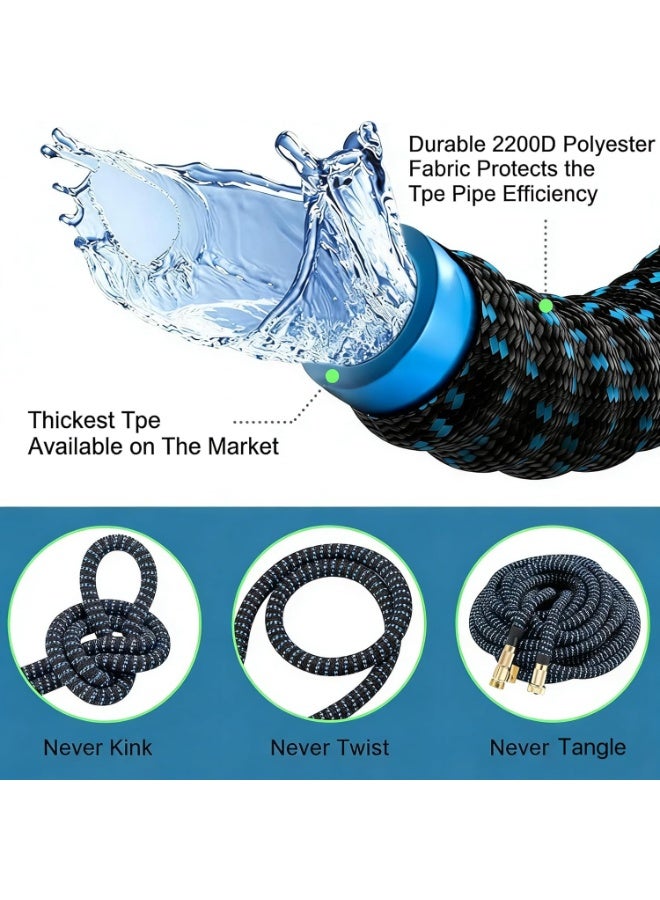 هوميفاي خرطوم حديقة قابل للتمدد بطول 15 متر، خرطوم قابل للسحب مع رأس رش بـ 10 وظائف، خرطوم ماء مرن مع وصلات نحاسية صلبة 3/4، للاستخدام في الحديقة، تنظيف المنزل، غسل السيارة، حمام الحيوانات الأليفة - Image 4