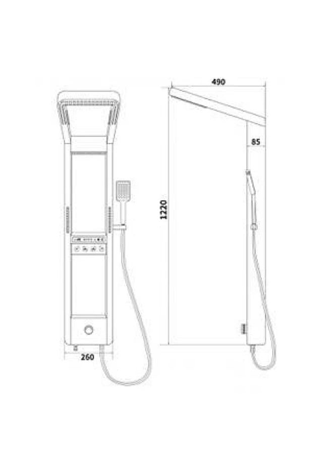 Square Digital Shower with LED Water Display – Stainless Steel + Black Brass - Image 3