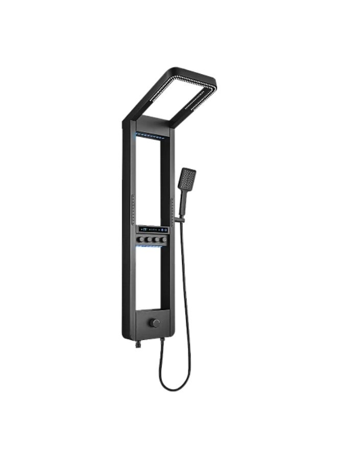 Square Digital Shower with LED Water Display – Stainless Steel + Black Brass - Image 2