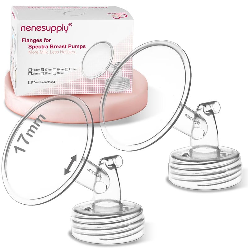 Nenesupply 17mm 2 pc Flanges Compatible with Spectra S2 S1 9 Plus Synergy Gold Breastpump Replacement to Spectra Pump Parts Flange Accessories Wide Mouth Work with Valve Backflow Protector Bottle - Image 1