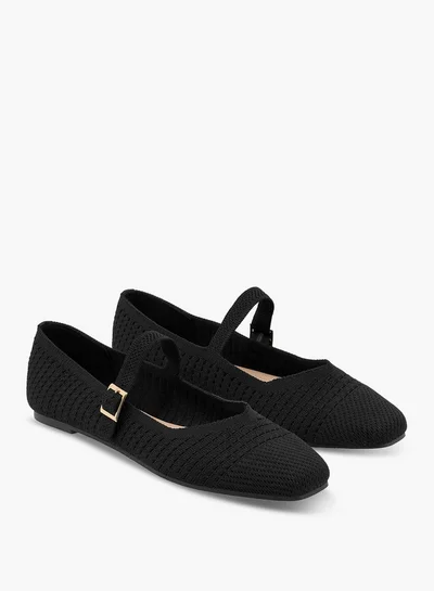 Flora Bella By Shoexpress Women's Textured Mary Jane Shoes with Buckle Closure