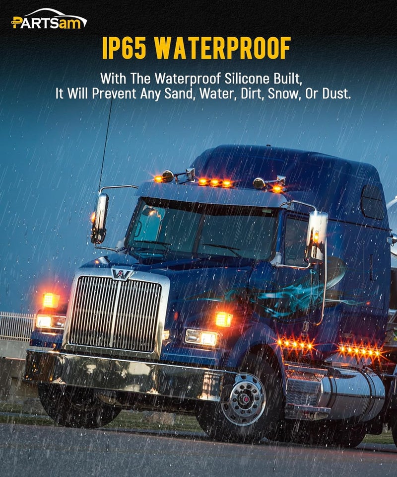 Partsam 52 LED Red/Amber Square Double Face Pedestal Lights - Image 5