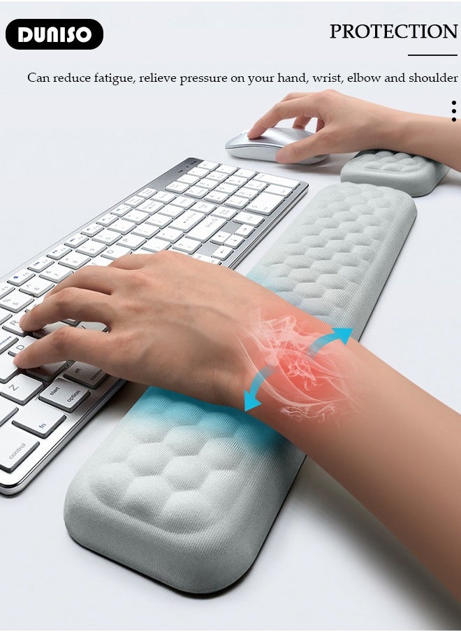 DUNISO Mouse Pad with Wrist Rest and Keyboard Wrist Rest, Superfine Fiber Soft Memory Foam Wrist Rest for Computer Keyboard with Non-Slip Base for Pain Relief, Ergonomic Mouse pad for Gaming,Office,Home  - Image 2