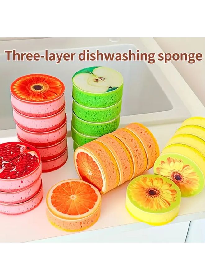 3 Layer Safflower Red Heavy Duty Non Toxic Kitchen Sponge Scrubber For Dishwashing Pots Pans Utensils - Image 1