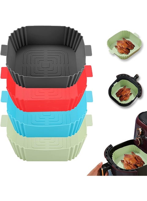 4 Pcs Air Fryer Liner,Food Grade Silicone,Reusable,Easy to Clean,Suitable for Oven/Microwave/Air Fryer/Steamer