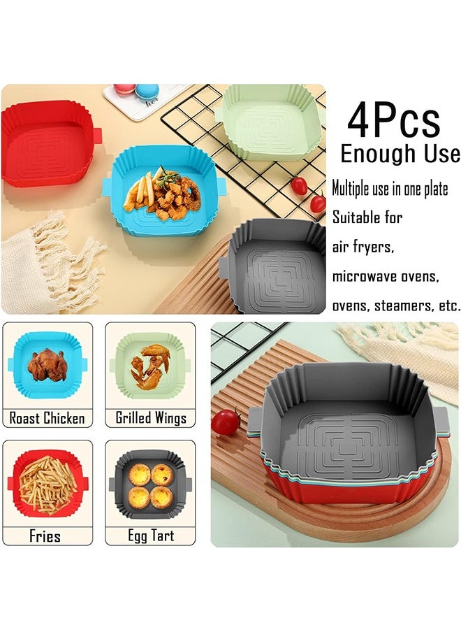 4 Pcs Air Fryer Liner,Food Grade Silicone,Reusable,Easy to Clean,Suitable for Oven/Microwave/Air Fryer/Steamer