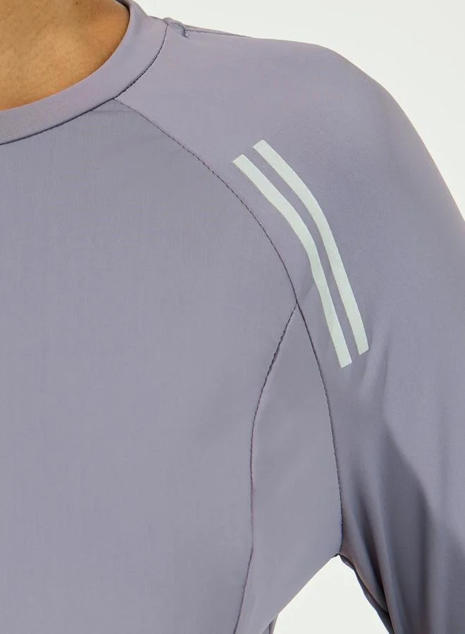 Styli Shoulder Dual Striped Thumbhole Detail Top
