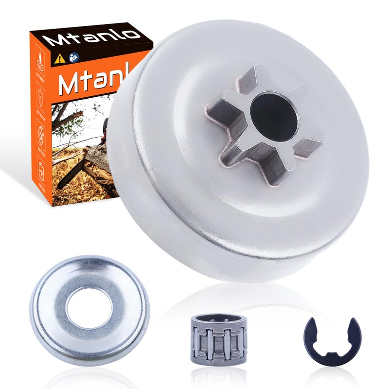 Mtanlo 3/8"-6T Spur Sprocket Clutch Drum Kit for Stihl MS171 MS181 MS211 MS 171 181 211 Chainsaw Replacement Parts with Needle Cage Bearing Washer Clip