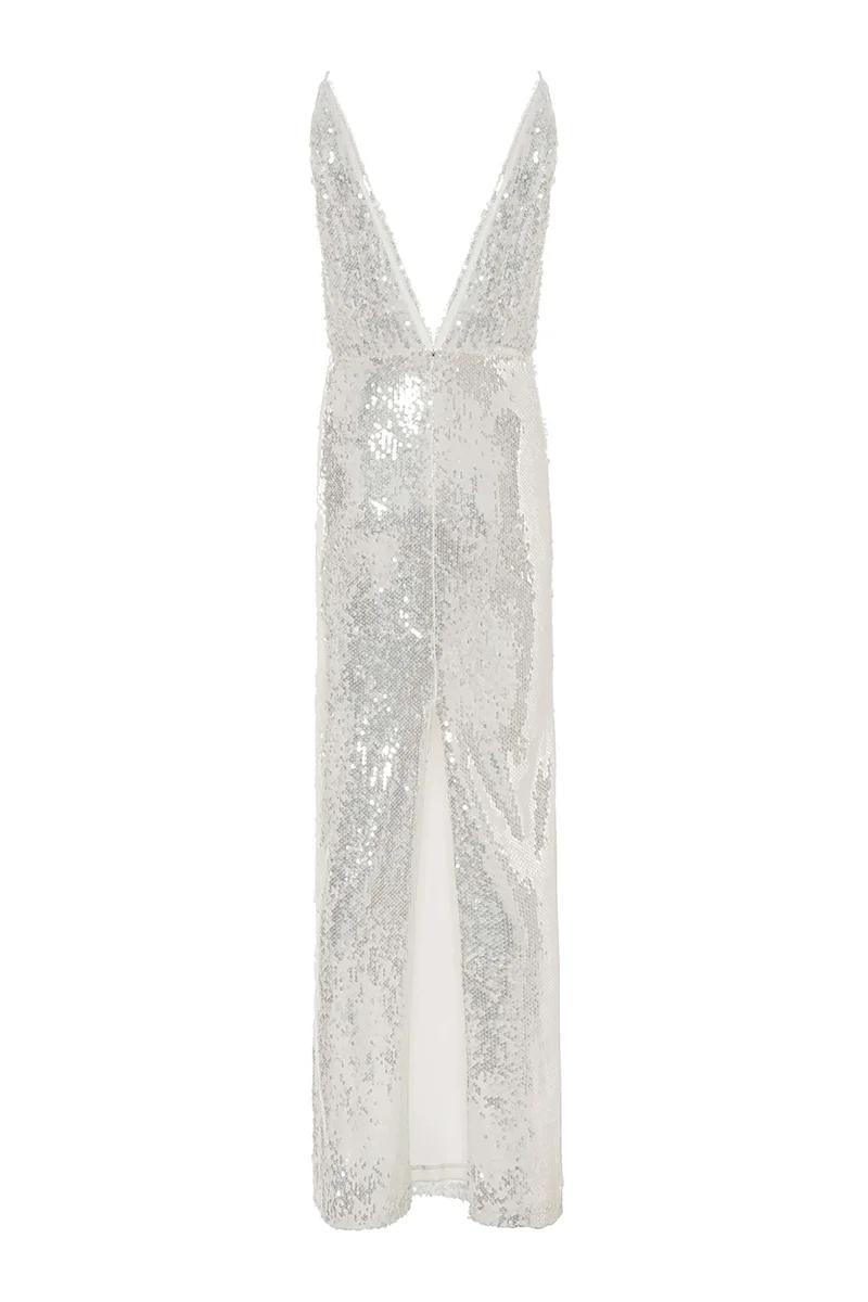Nocturne  Sequined Thin Strap Long Dress for Women | Best Price UAE