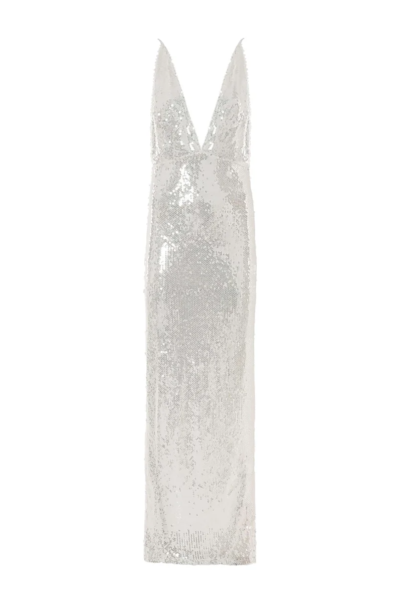 Nocturne  Sequined Thin Strap Long Dress for Women | Best Price UAE