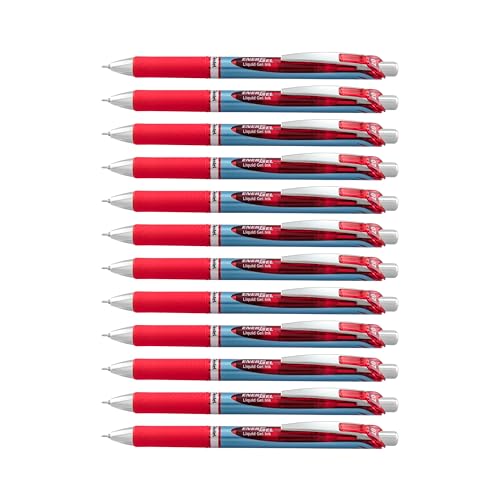 Pentel EnerGel Deluxe RTX Retractable Liquid Gel Pen, Medium Line, Needle Tip, Red Ink, Box of 12 (BLN77-B) - Image 1