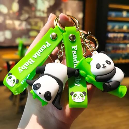 AEROSTARK Cute Baby Panda Keychain for Girls & Boys | Silicone Multicolor Keychains Keyring cute Keychain aesthetic Backpack Car bag Charms for Kids panda Gifts (Baby Panda Playing Combo of 2) - Image 2