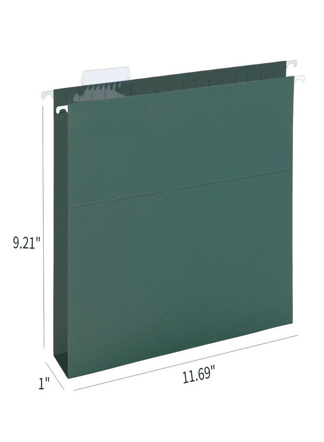 HERKKA Extra Capacity Hanging File Folders, 60 Pack Reinforced Letter Size Hanging Folders with Heavy Duty 1 Inch Expansion, Designed for Bulky Files, Medical Charts, Green - Image 2