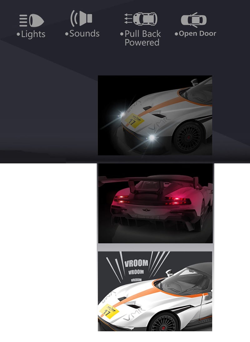 Toyland 1/22 مقياس محاكاة سبيكة المسار الرياضي نموذج مصغر دييكاست لعبة سيارة معدنية مع صوت خفيف وأبواب قابلة للفتح وغطاء محرك السيارة - Image 4