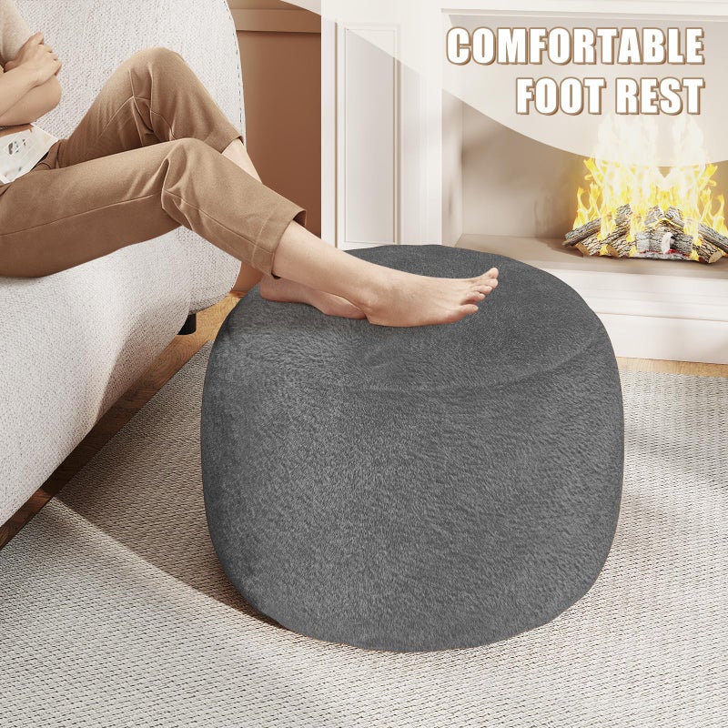 Gericco Round Stuffed Pouf Ottoman for Foot Rest, A Round Modern Foam Filled Poufs, Floor Chair for Living Room, Nursery, Dorm, A Soft Modern Foot Stool Perfect to Rest Your Feet (Grey, 20Inch) - Image 4