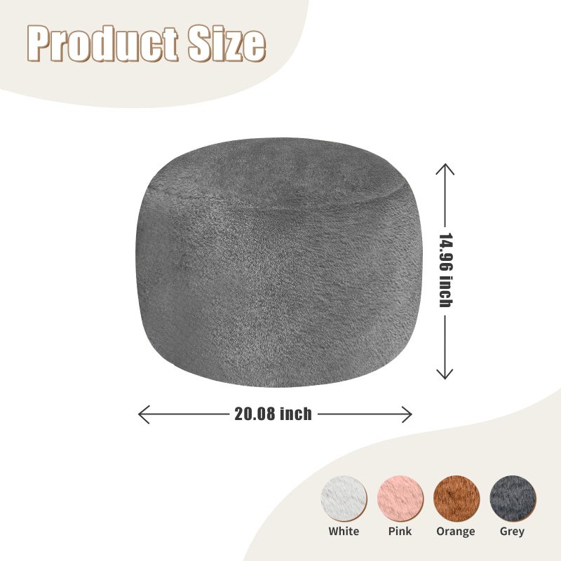 Gericco Round Stuffed Pouf Ottoman for Foot Rest, A Round Modern Foam Filled Poufs, Floor Chair for Living Room, Nursery, Dorm, A Soft Modern Foot Stool Perfect to Rest Your Feet (Grey, 20Inch) - Image 2