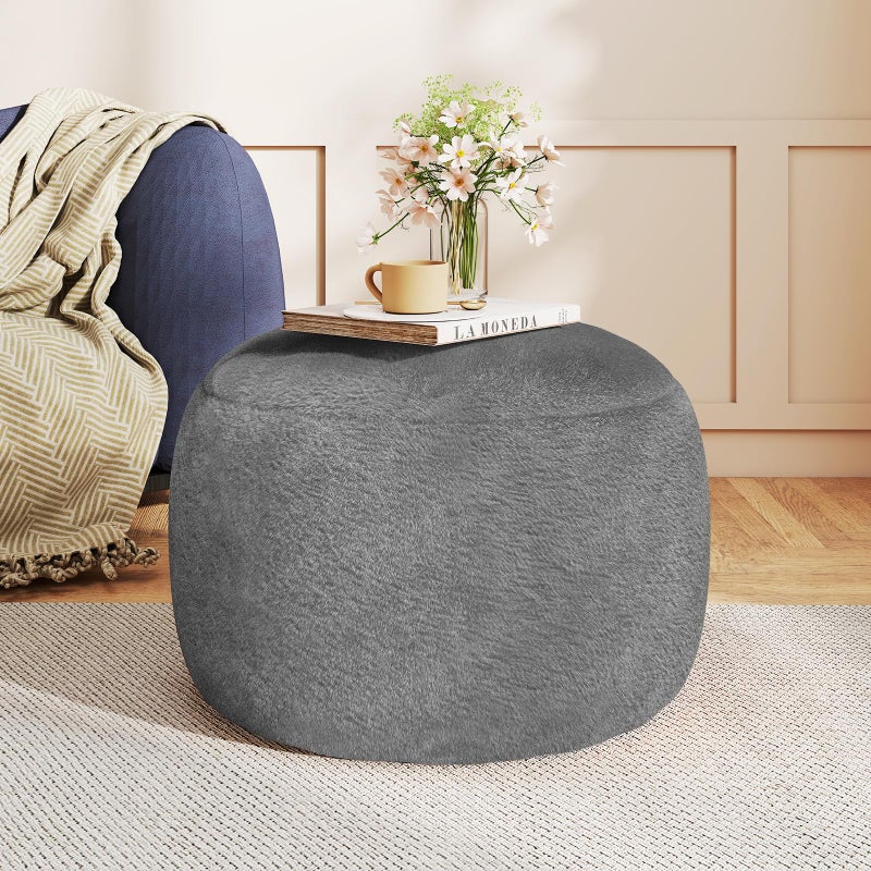 Gericco Round Stuffed Pouf Ottoman for Foot Rest, A Round Modern Foam Filled Poufs, Floor Chair for Living Room, Nursery, Dorm, A Soft Modern Foot Stool Perfect to Rest Your Feet (Grey, 20Inch) - Image 1