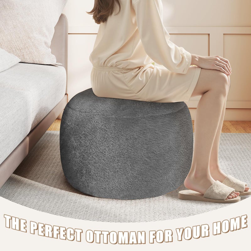 Gericco Round Stuffed Pouf Ottoman for Foot Rest, A Round Modern Foam Filled Poufs, Floor Chair for Living Room, Nursery, Dorm, A Soft Modern Foot Stool Perfect to Rest Your Feet (Grey, 20Inch) - Image 5