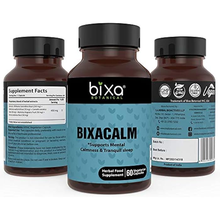 bixa BOTANICAL Bixacalm Capsules,60 Veg Capsules (450 mg) Ashwagandha Extract & Valerian Extract for Sleep - Image 2