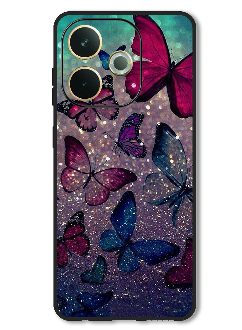 Theodor Case Compatible with Oppo A5 Pro Protection Shockproof Bumper Cover Glitters Butterflies - Image 1
