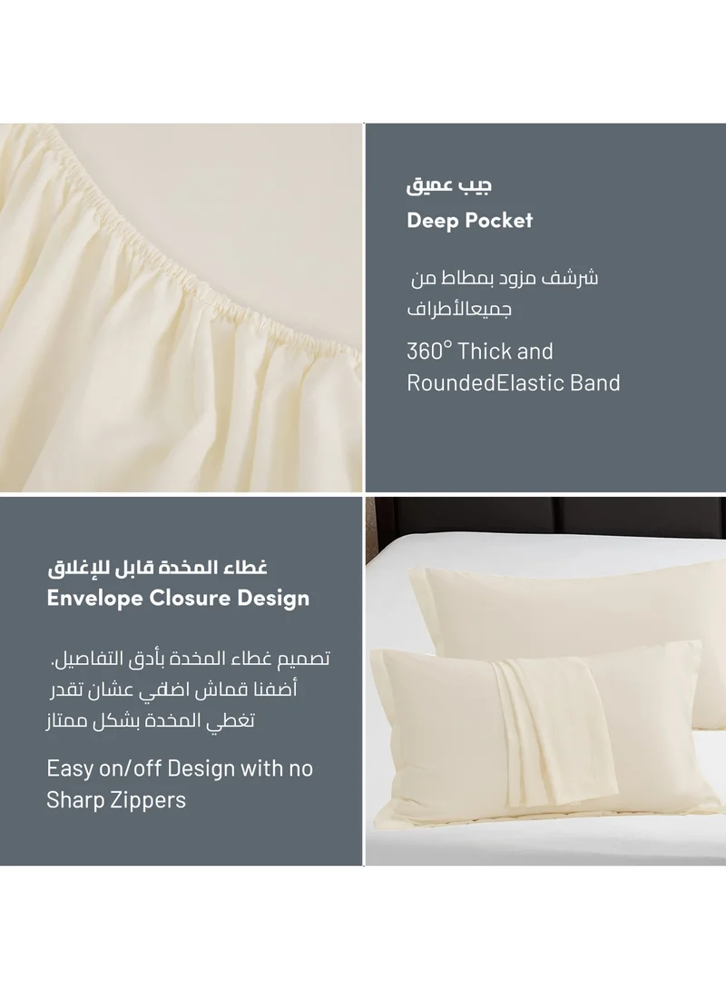 Donetella Bedding Fitted Sheet 3-Pcs King Size Solid Bed Sheet Set Fits(180x200CM) With Pillowcases And 35 CM Extra Deep Brushed Microfiber Bed Sheet,Lemon Grass