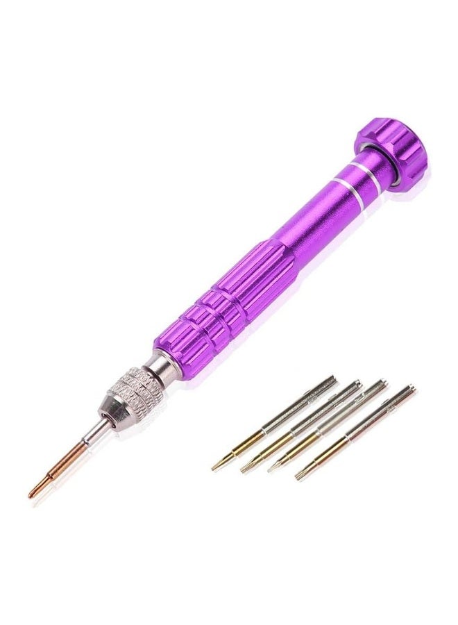 DEFAONS 5-in-1 Precision Screwdriver Set (AF-555) - Purple Aluminum Handle with High-Quality Chrome Vanadium Steel Bits, Durable, Ergonomic Design, Ideal for Mobile Phones, Laptops, Watches, Glasses, and Small Electronics Repair, Compact and Easy to Use - Image 4