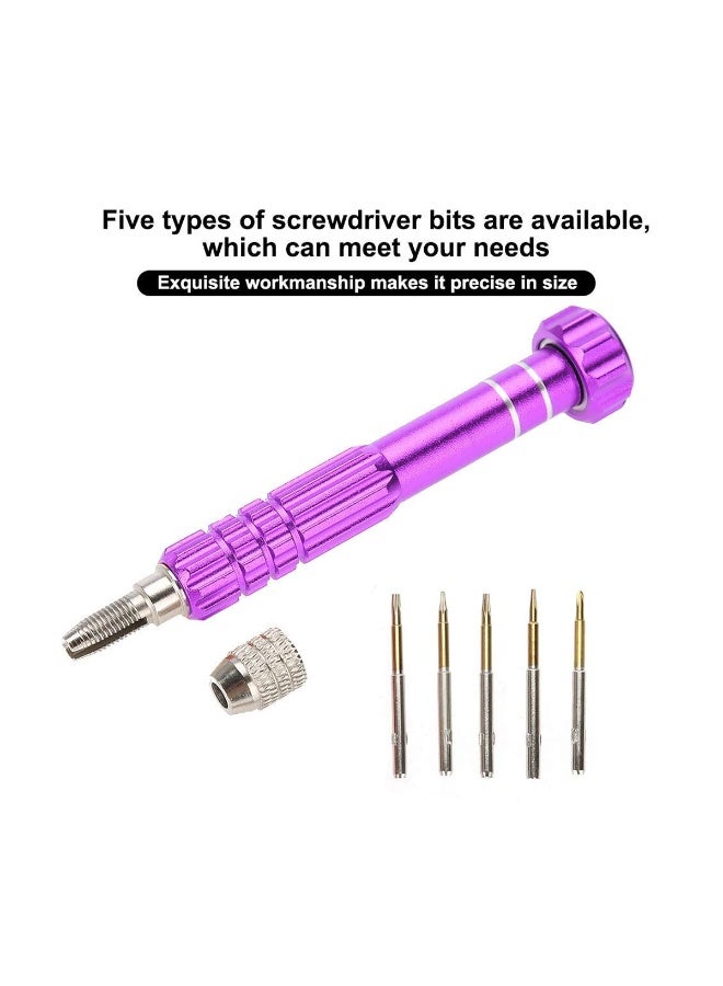 DEFAONS 5-in-1 Precision Screwdriver Set (AF-555) - Purple Aluminum Handle with High-Quality Chrome Vanadium Steel Bits, Durable, Ergonomic Design, Ideal for Mobile Phones, Laptops, Watches, Glasses, and Small Electronics Repair, Compact and Easy to Use - Image 5