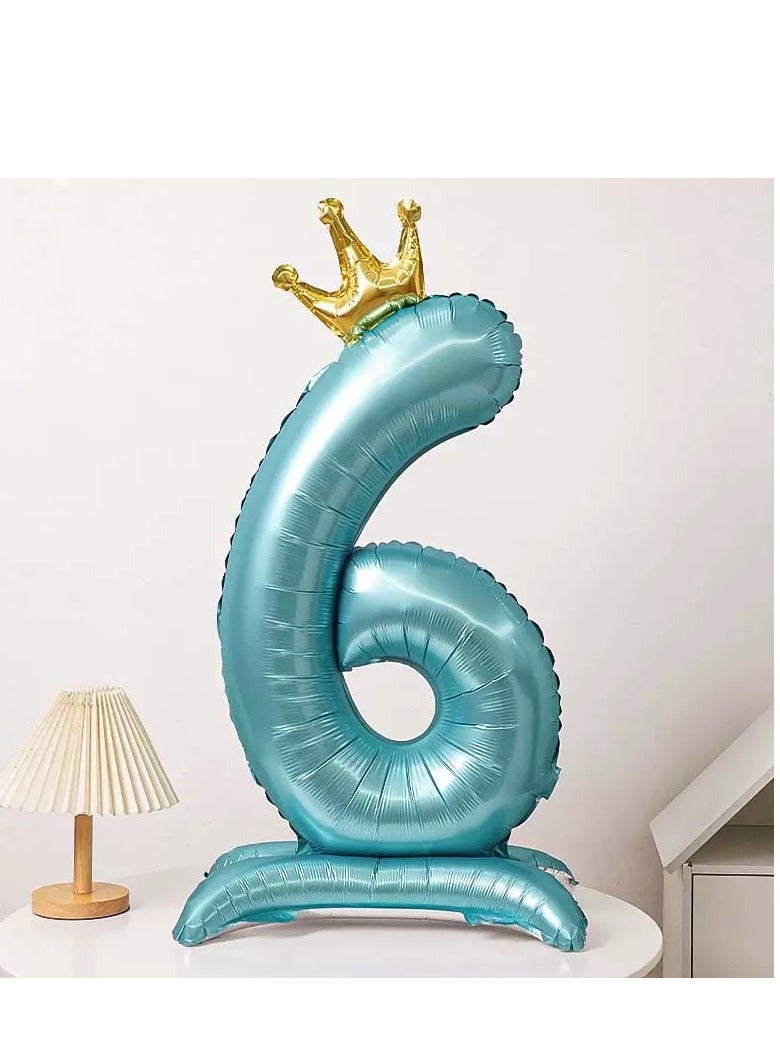 Large  No. 6 Balloon With Crown And Base Birthday Decoration Scene Arrangement