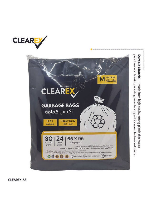 Generic Heavy Duty Flat Garbage Bags, Medium, 30 Gallons, 24 Bags, 65x95cm  - Image 2