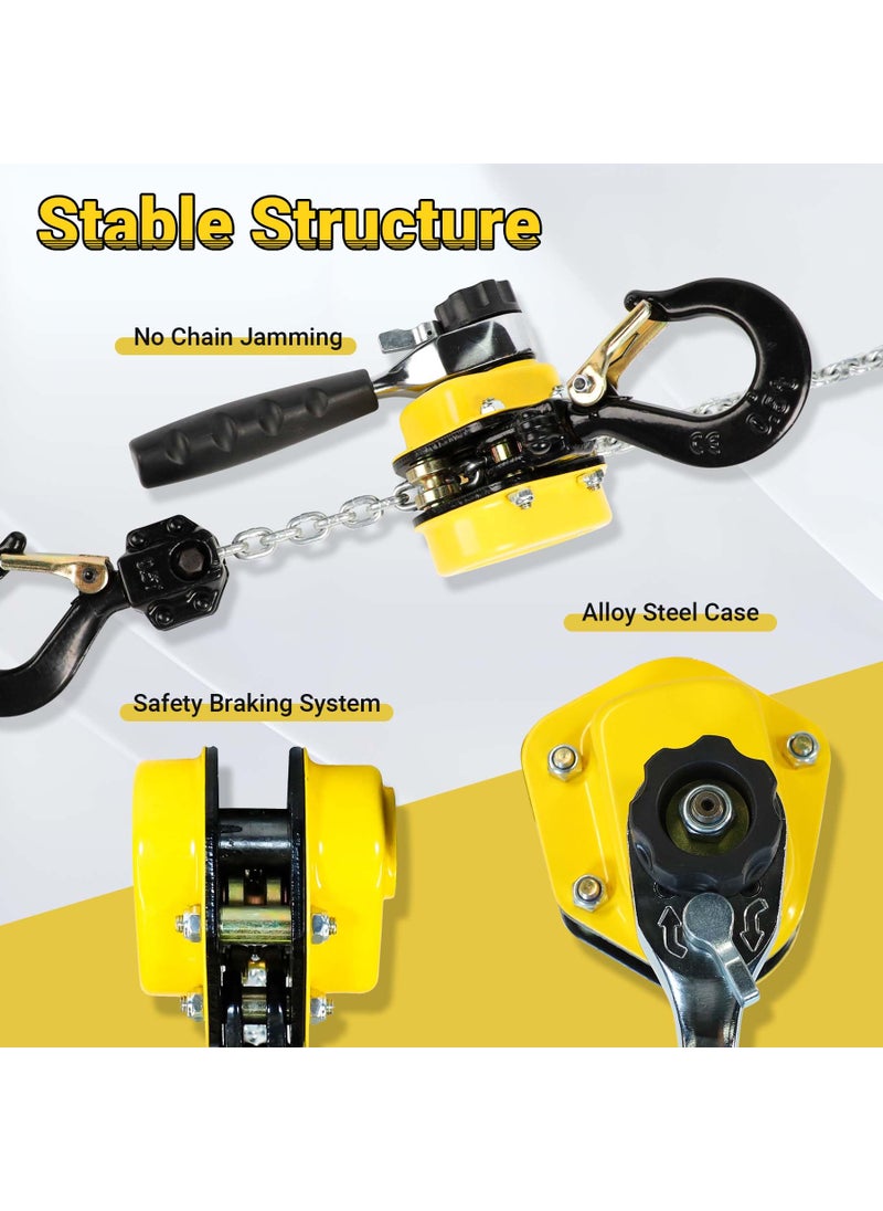 Toriexon Toriexon 550LBS Manual Lever Chain Hoist Mini Puller 1/4 Ton Capacity Portable Chain Come Along 5 Feet Lift G80 Chain Ratchet Lever Hoist with Hook  - Image 3