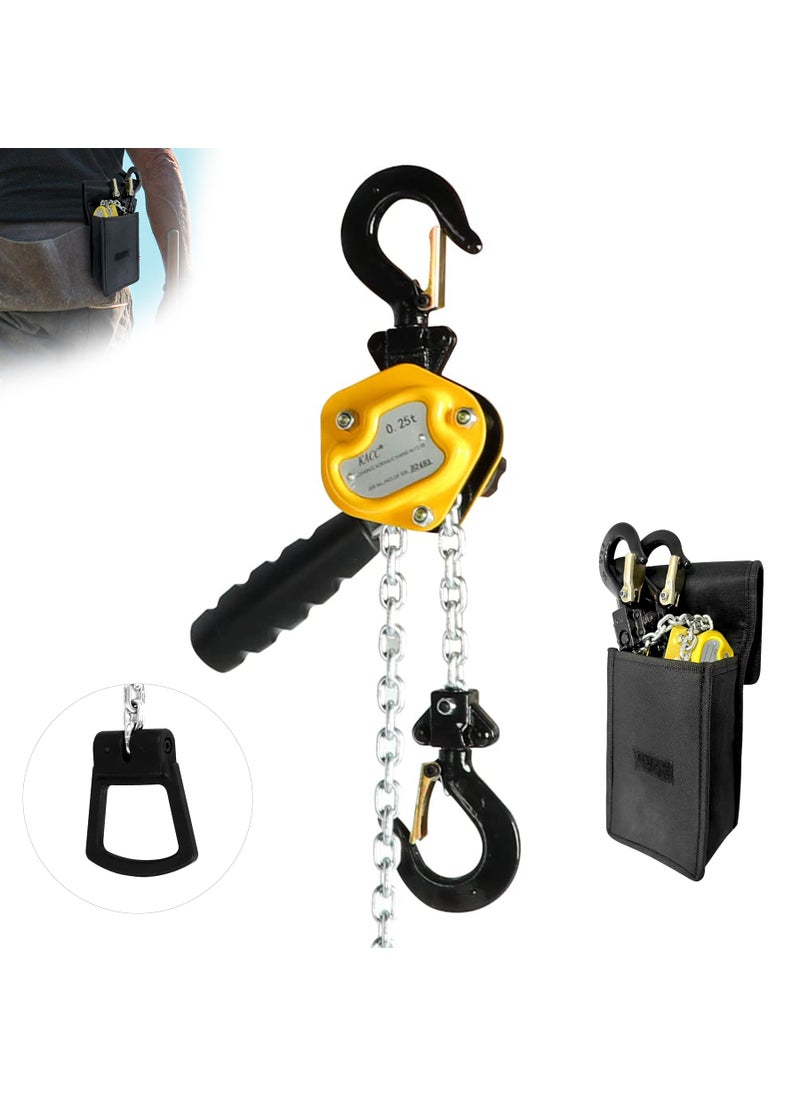 Toriexon Toriexon 550LBS Manual Lever Chain Hoist Mini Puller 1/4 Ton Capacity Portable Chain Come Along 5 Feet Lift G80 Chain Ratchet Lever Hoist with Hook  - Image 1